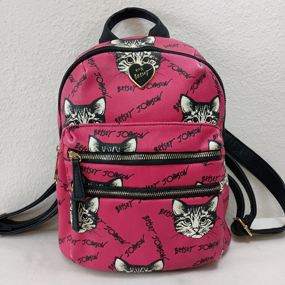 Betsey Johnson Handbags - Betsey Johnson Pink Cat Print Backpack
